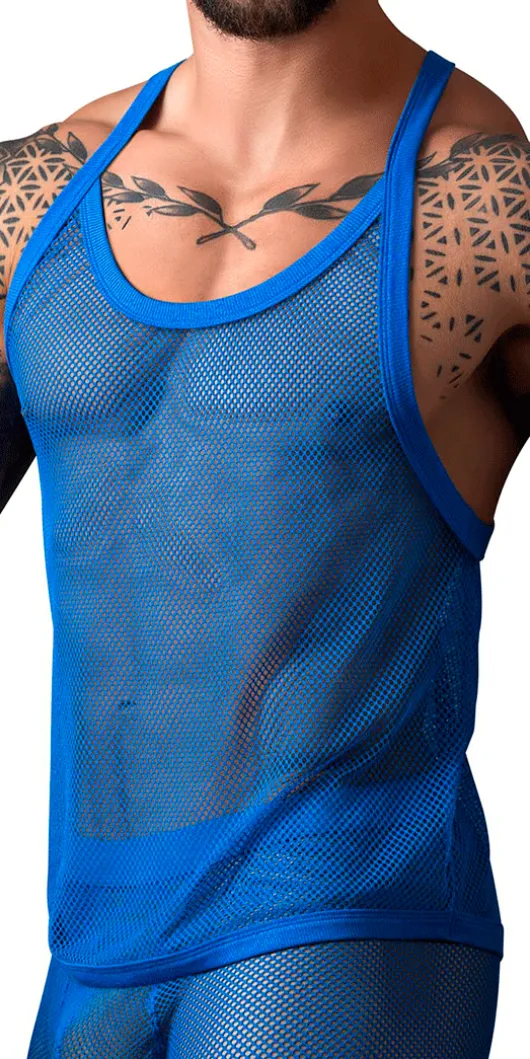 Male Power 110-11c Fishnet Tank Top Royal