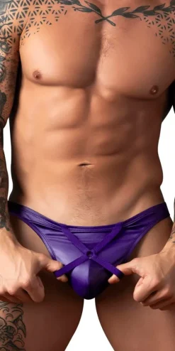 Male Power 447-302 Eggplant Crossover Thong Plum