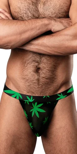 Male Power 433-294 Hazy Dayz Micro Thong Pot Leaf