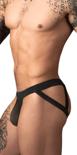 Male Power 352-307 Mesh 2 Strappy Ring Jock Black