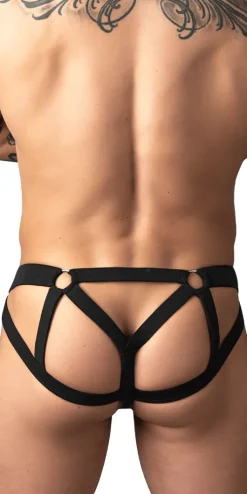 Male Power 352-307 Mesh 2 Strappy Ring Jock Black