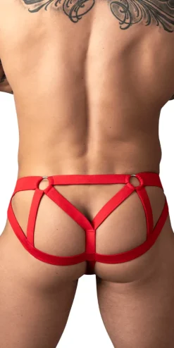 Male Power 352-307 Mesh 2 Strappy Ring Jock Red