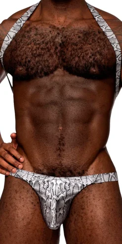 Male Power 404-282 S-naked Shoulder Sling Harness Thong Silver-black