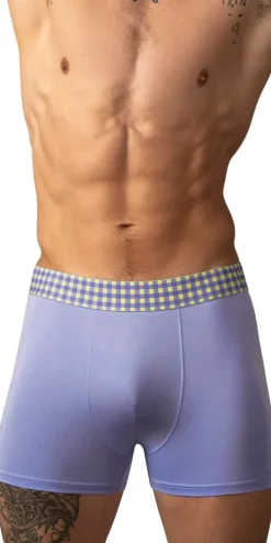 Male Power 161-306 So Comfy Gingham Boxer Brief Purple