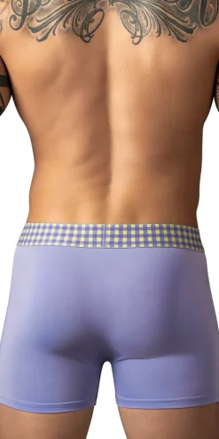 Male Power 161-306 So Comfy Gingham Boxer Brief Purple