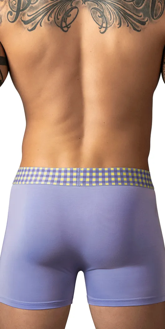 Male Power 161-306 So Comfy Gingham Boxer Brief Purple