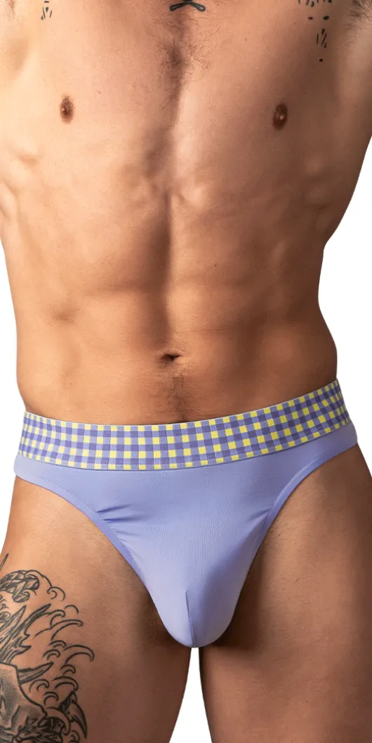 Male Power 413-306 So Comfy Gingham Thong Purple