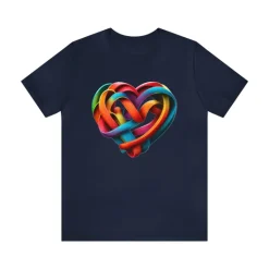 MUS Exclusive Design Rainbow Color Heart Men's Jersey Short Sleeve Tee