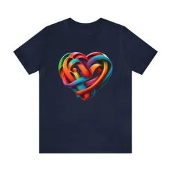 MUS Exclusive Design Rainbow Color Heart Men's Jersey Short Sleeve Tee