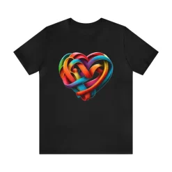 MUS Exclusive Design Rainbow Color Heart Men's Jersey Short Sleeve Tee