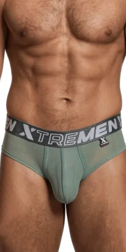 Xtremen 91262 Microfiber Mesh Briefs Green