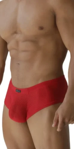 Xtremen 91269 Sleek V-cut Performance Mesh Briefs Red