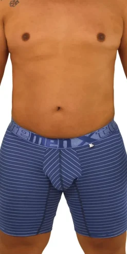 Xtremen 70004 Striped Boxer Briefs Dark Blue