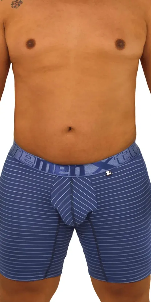 Xtremen 70004 Striped Boxer Briefs Dark Blue